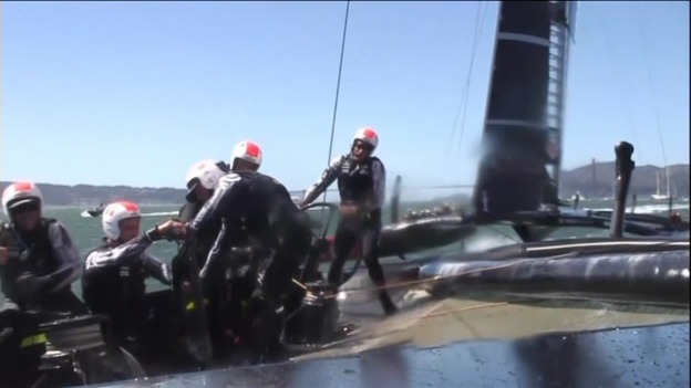 The team hard at work as they overtake their Kiwi rivals.