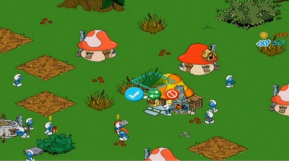 A screen shot of the Smurfs' Village game.