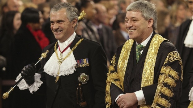 Commons John Bercow (right) walks with , Freddie Viggers in 2009.