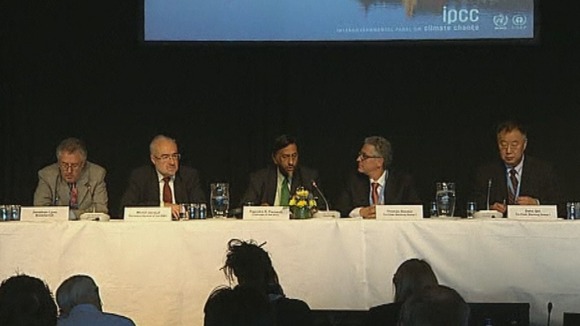 The UN's Intergovernmental Panel on Climate Change (IPCC) addressing the media.