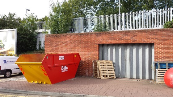 The skip near Eltham station where a body was found