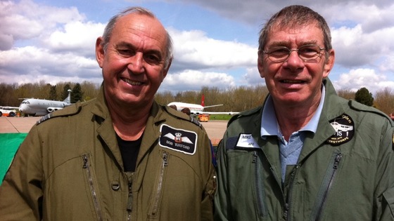 Falklands veterans Bob Tuxford and Mike Beer who flew in refuelling Victor tanker on first bombing run by Vulcan