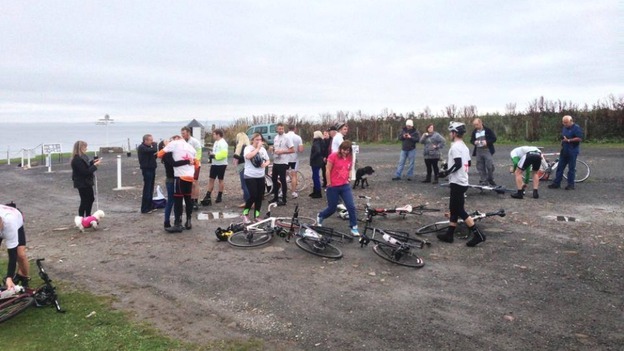 Cyclists at John O'Groats