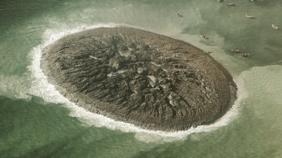 A close-up photo of the surface of the new island