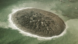 A close-up photo of the surface of the new island
