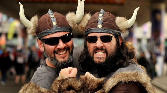 Minnesota Vikings fans on Wembley Way prior to tonight's NFL International Series match.
