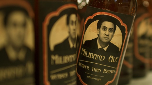 Bottled of 'Miliband Ale' on display at the Conservative Party conference