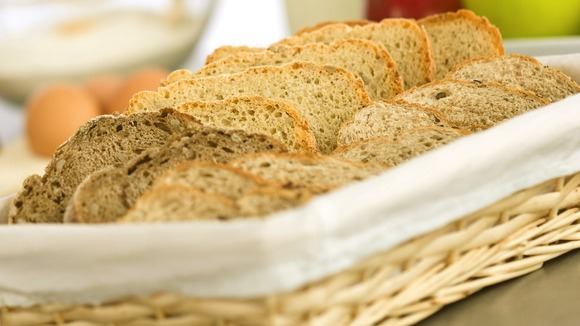 Slices of granary bread.