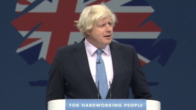 London Mayor Boris Johnson addresses the Conservative Party conference.