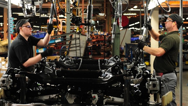 Workers at Nissan working on the Qashqai at the Nissan factory in Sunderland