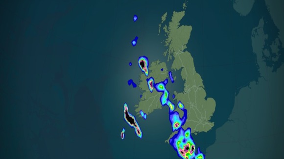 Rainfall at 7pm Tuesday evening.
