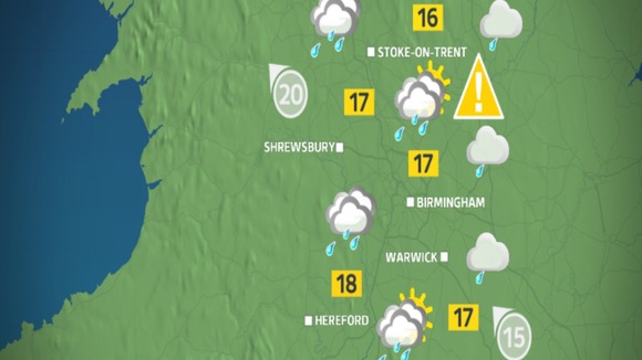 Thursday afternoon weather for the West Midlands.
