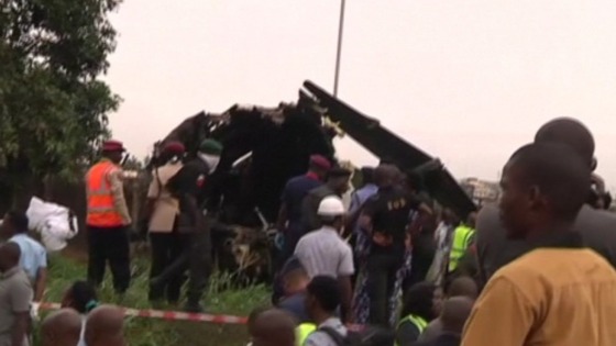 The wreckage of the Embraer passenger plane.