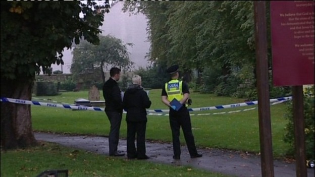 Police were alerted to the presence of a body in St Giles Churchyard on Wednesday morning.