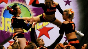 Toby Brewer, 19, from Bristol competes with the Predators cheerleading squad