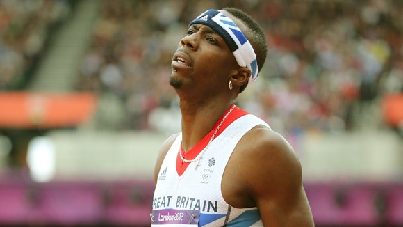 Phillips Idowu seen in the men's triple jump event at the Olympic stadium in 2012