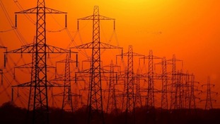 Pylons in the sunset.