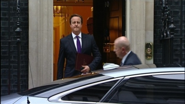 David Cameron leaving Downing Street a short while ago.
