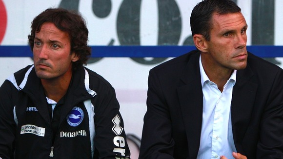 Gus Poyet (right), was sacked from his post as Brighton and Hove manager in June.