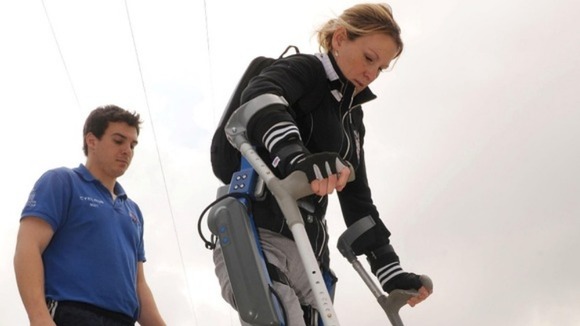 Claire Lomas training in Rewalk suit
