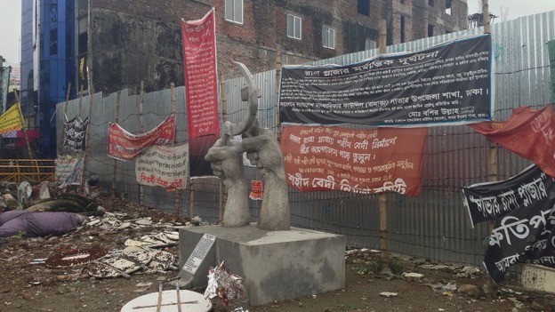 A memorial has been raised near the site of the factory.