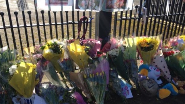 Tributes left outside Wilmslow High School for Hannah Thomas - Jones