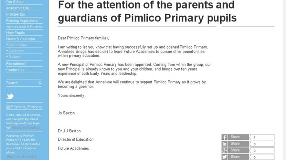 Pimlico Primary website