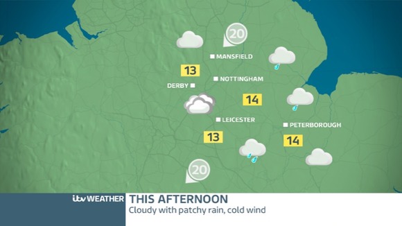 EAST MIDLANDS: Cloudy, wet and windy