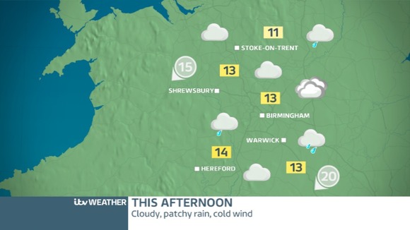 WEST MIDLANDS: Cloudy and breezy with outbreaks of rain