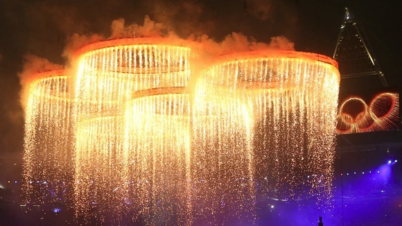 Olympic rings seen during the Olympic Opening Ceremony