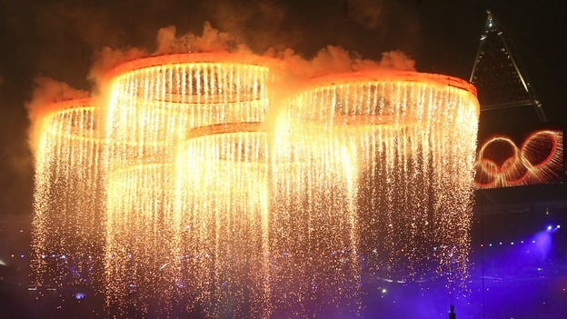 Olympic rings seen during the Olympic Opening Ceremony