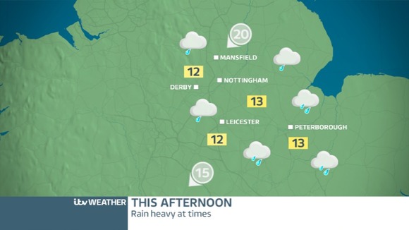 EAST MIDLANDS: Saturday afternoon will be cloudy and wet