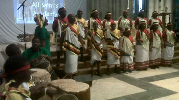 A choir performed during the 10th anniversary celebrations.