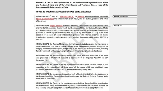 The Royal Charter on press regulation