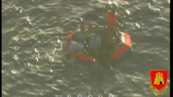 Raft with survivors.
