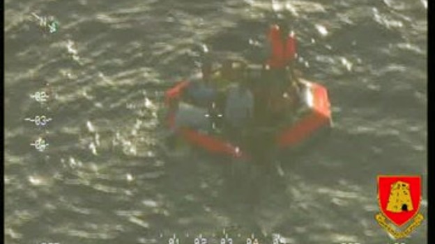 Raft with survivors.