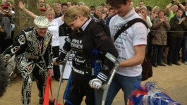 Claire Lomas at the end of her 16 day marathon