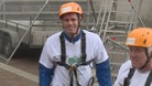 Jamie Carragher after his zip wire adventure