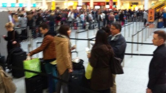 The queue at Gatwick airport.