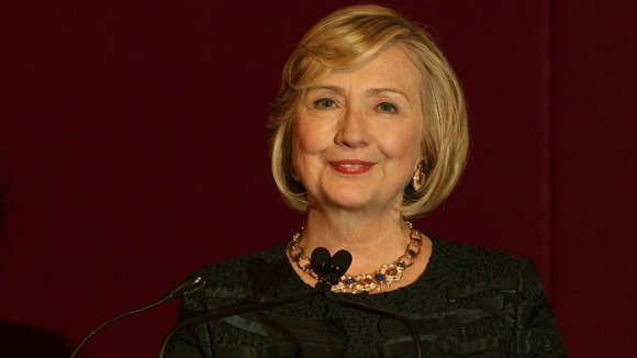 Former US Secretary of State Hillary Clinton speaking on Saturday at Chatham House