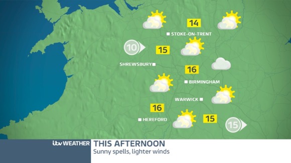 THURSDAY'S FORECAST FOR THE WEST MIDLANDS