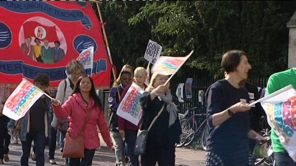 Teachers demonstrate during their last strike in October
