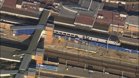 An East Coast Main Line train calls at Peterborough station