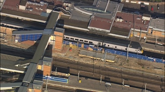 An East Coast Main Line train calls at Peterborough station