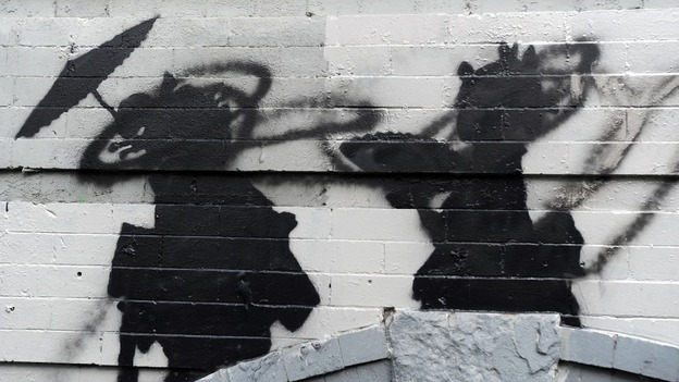 Bed Stuy after it was tagged by an unknown man