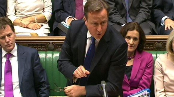 Prime Minister David Cameron speaks during Prime Minister's Questions.