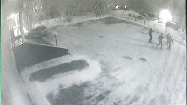 Four of the masked intruders, captured on CCTV.