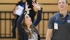 Kate playing volleyball while visiting the SportsAid charity in east London
