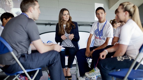 Kate Middleton during a visit to the SportsAid charity in east London