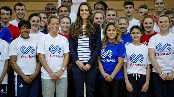 Kate Middleton with SportsAid charity members in east London
